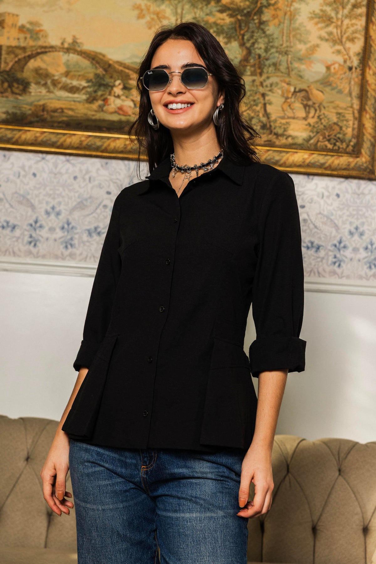 Side Pleat Blouse