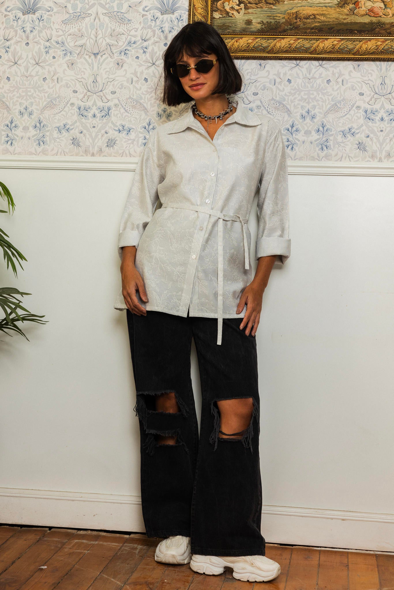 Relaxed Tie Blouse