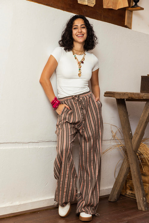 Balloon Striped Pants - Orange
