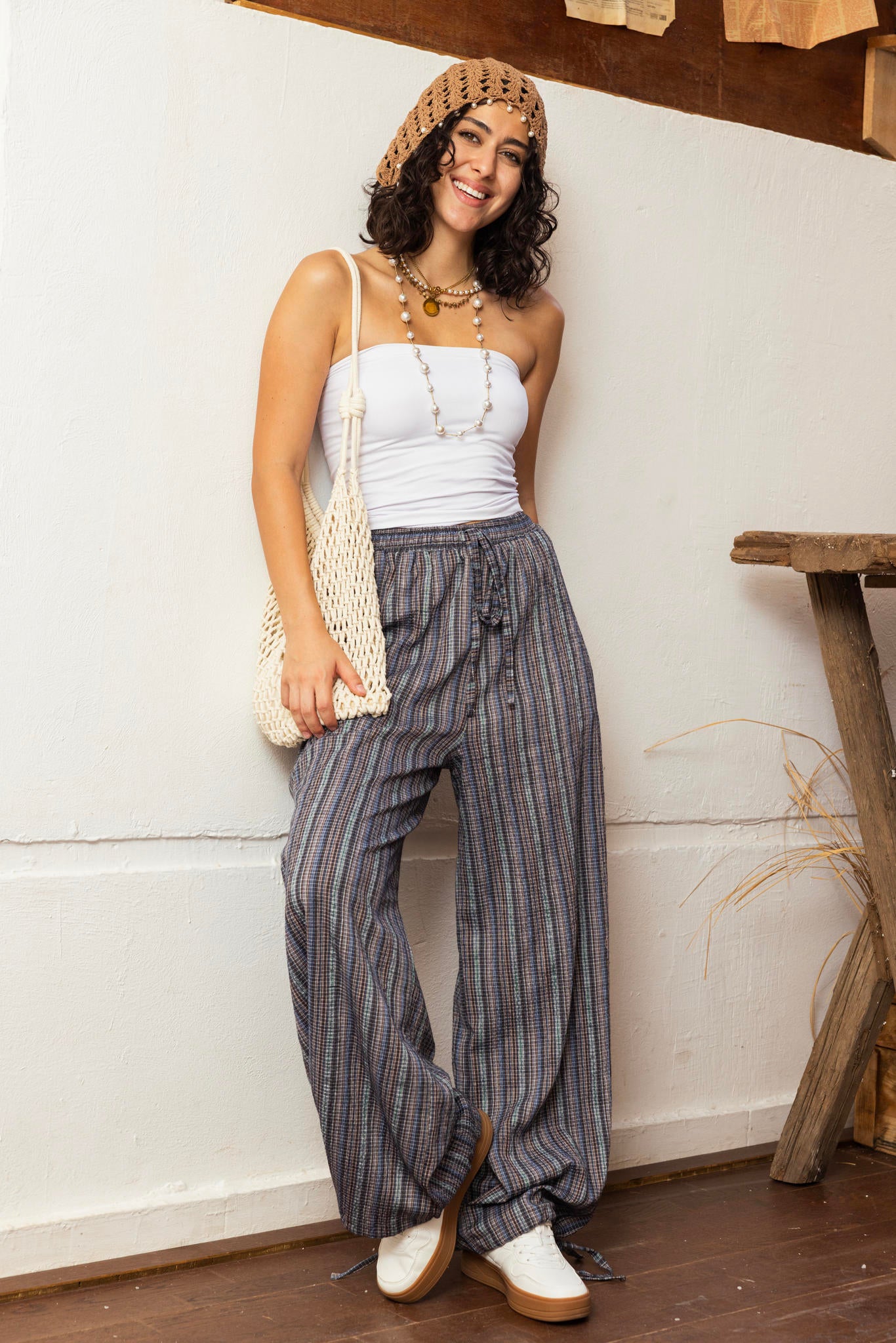 Ballon Striped Pants - Blue