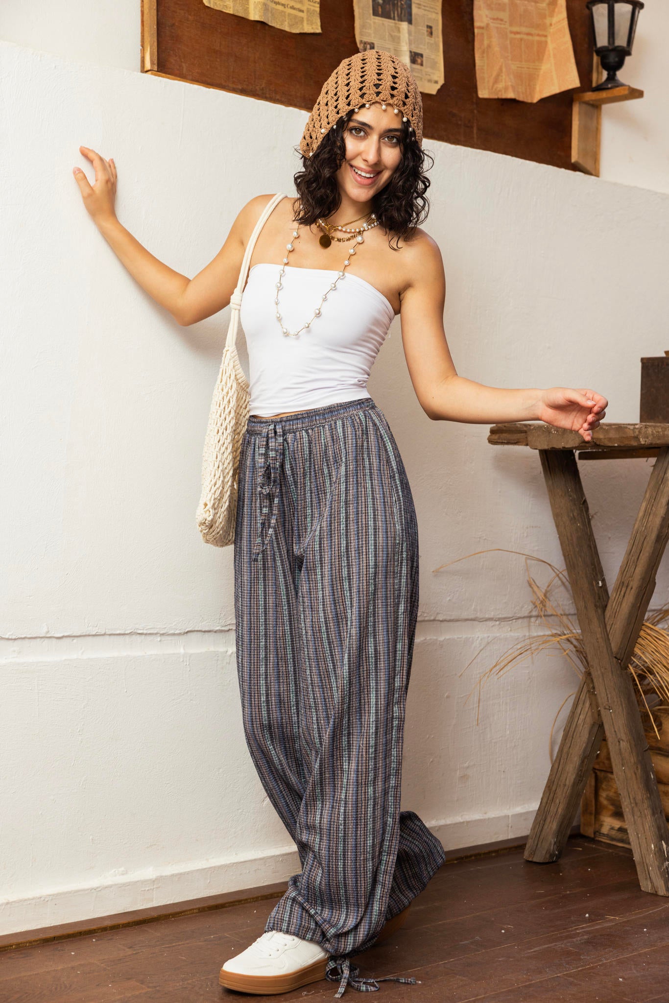 Ballon Striped Pants - Blue
