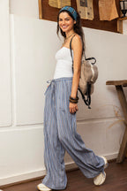 Balloon Striped Pants - Baby blue