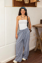 Balloon Striped Pants - Baby blue