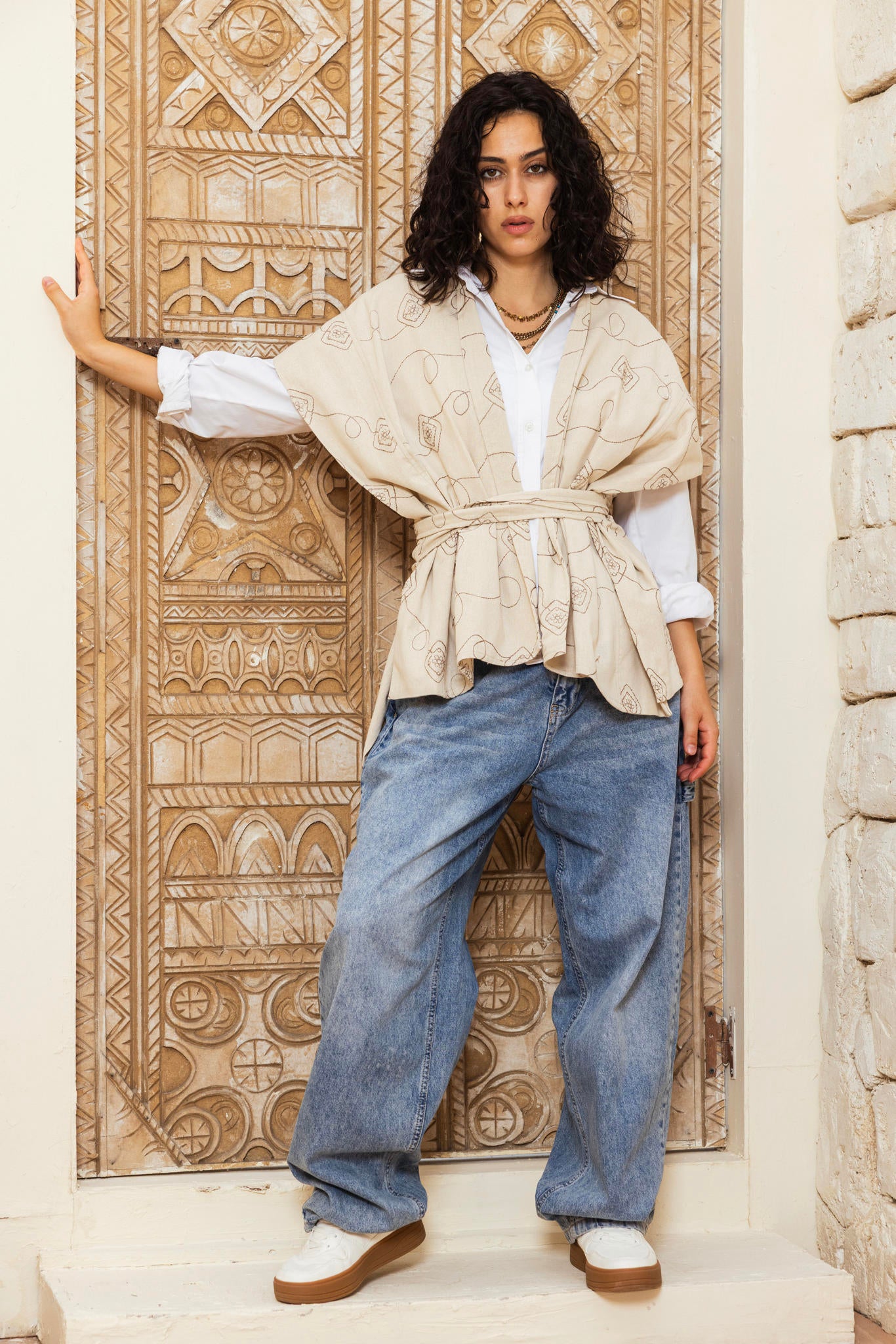 Embroidered Tie Vest