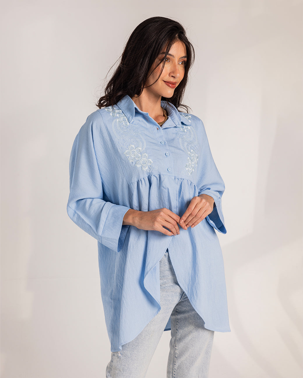 Embroidered Ruffle Shirt