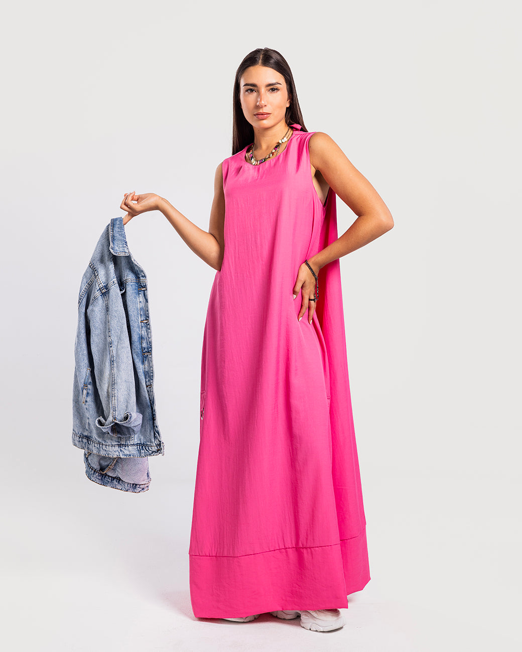 Sleeveless Maxi Dress with Adjustable Hem