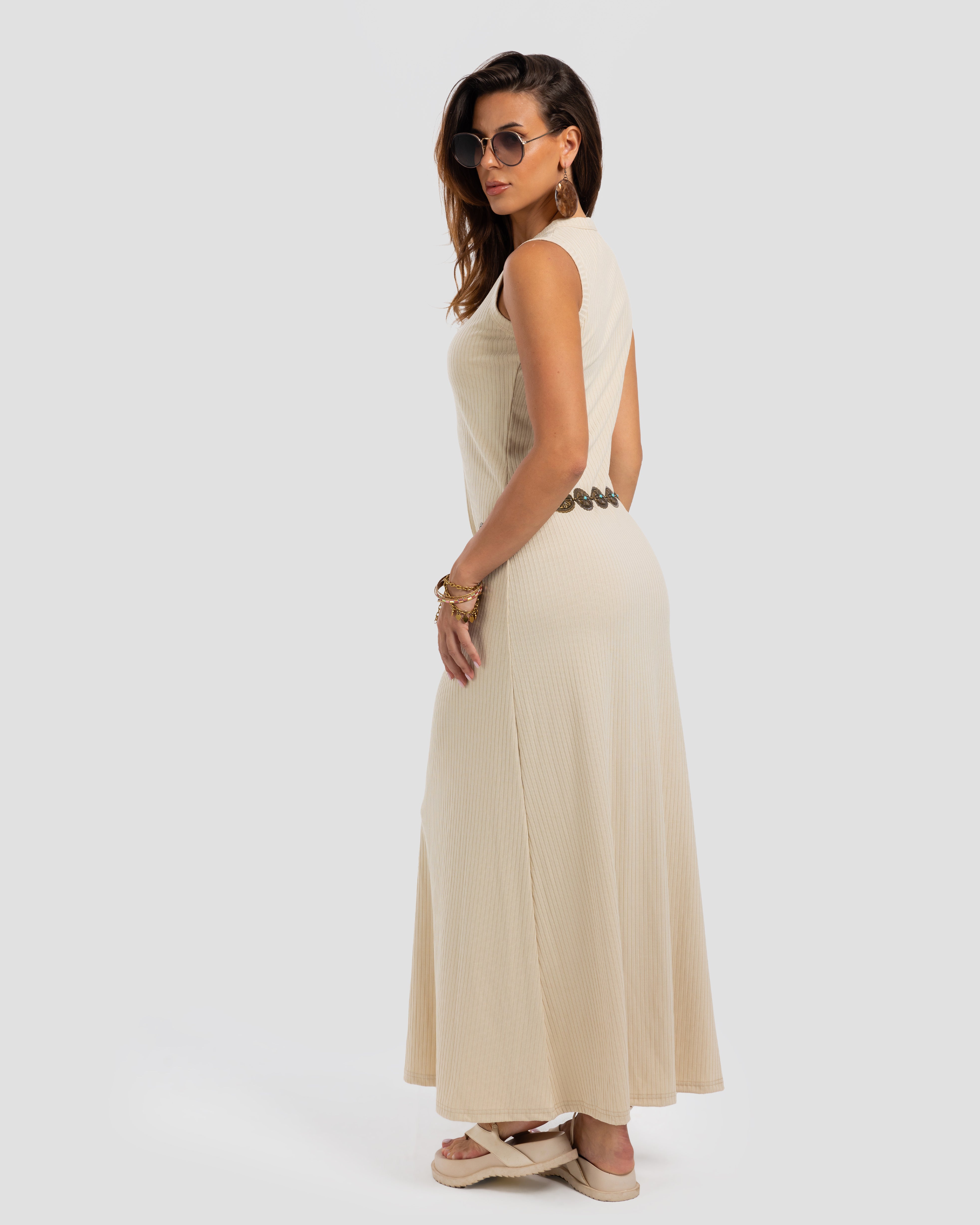 فستان ماكسي مقطوع