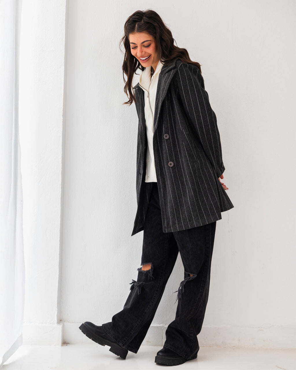 Formal Casual Striped Coat