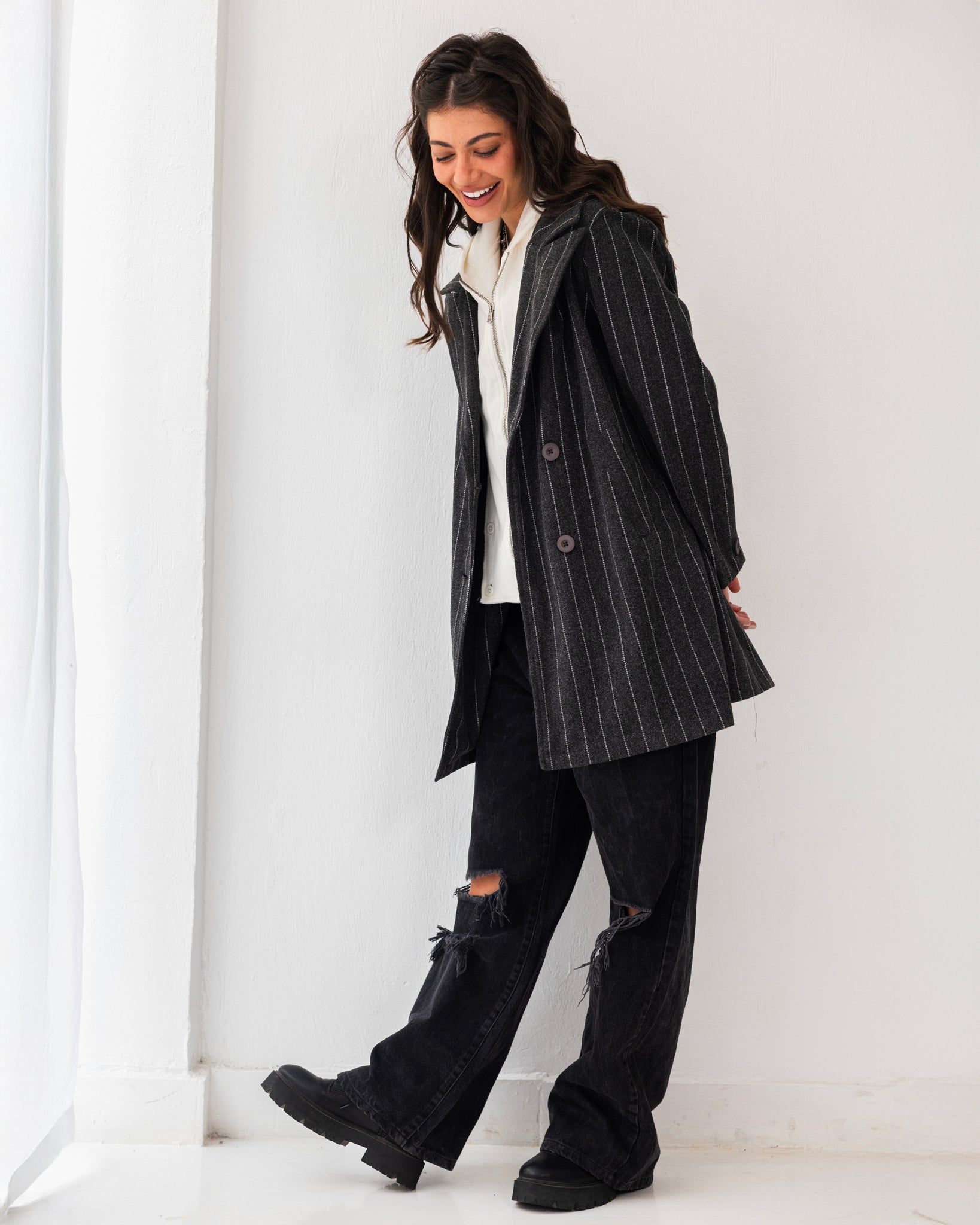 Formal Casual Striped Coat