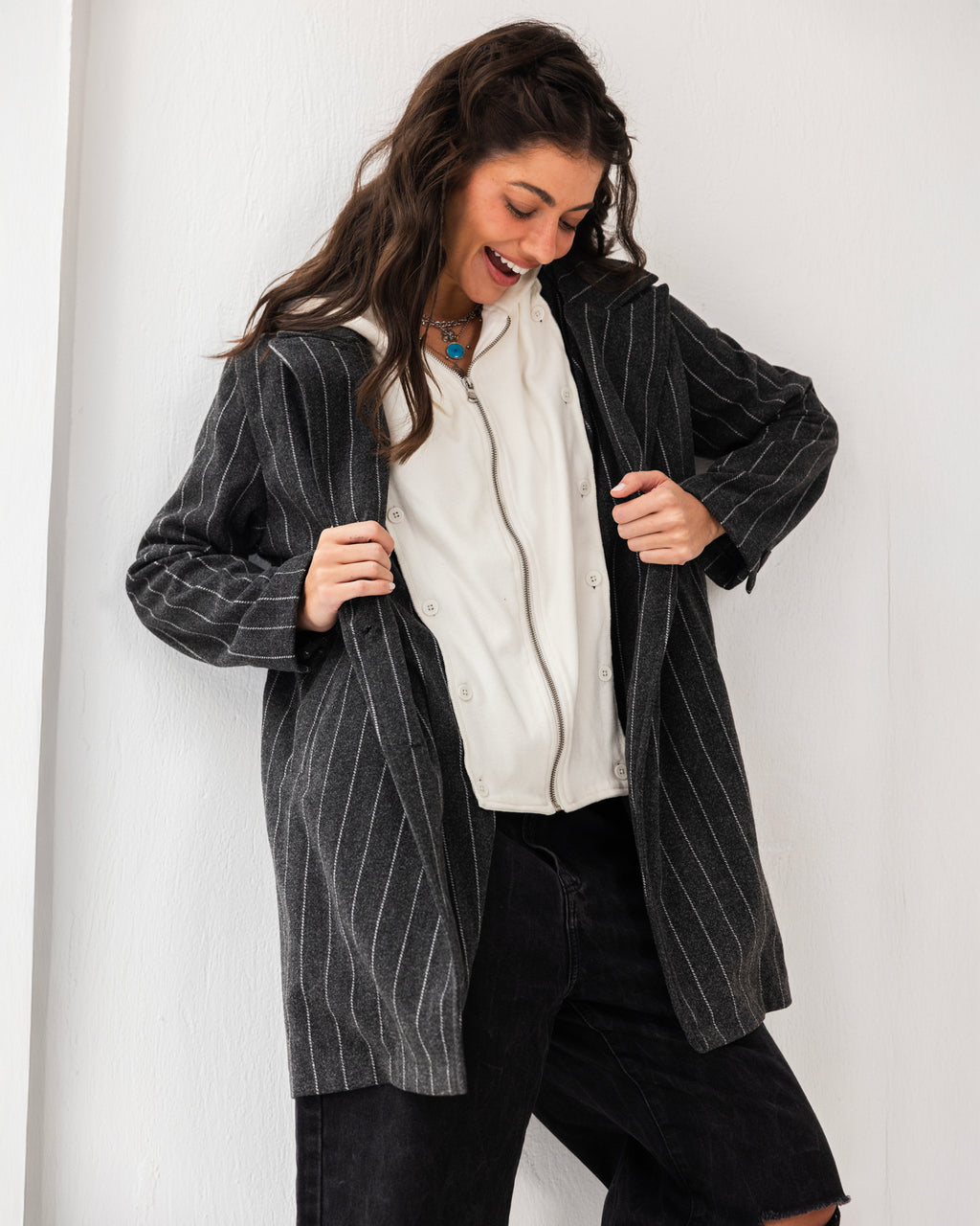 Formal Casual Striped Coat
