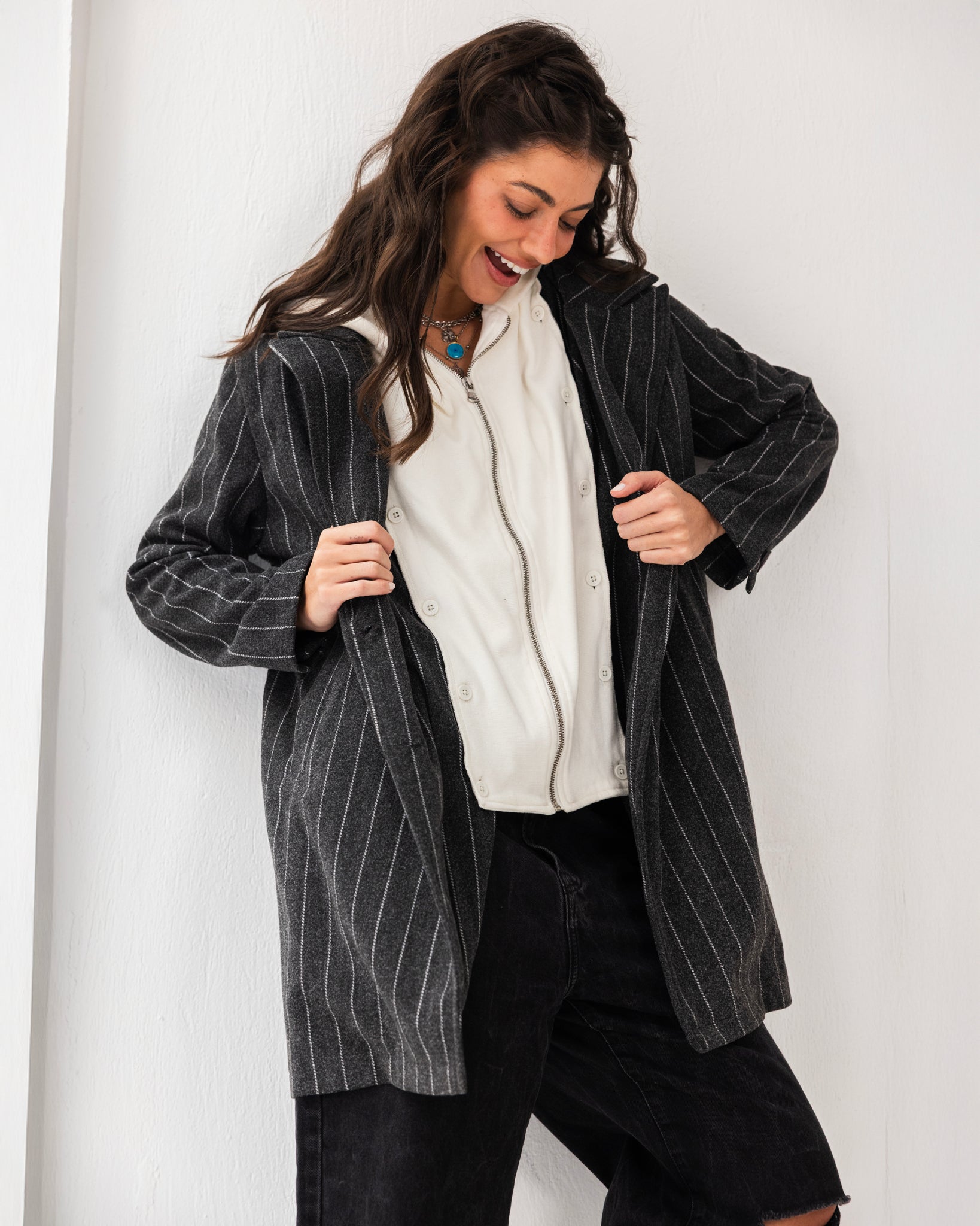 Formal Casual Striped Coat