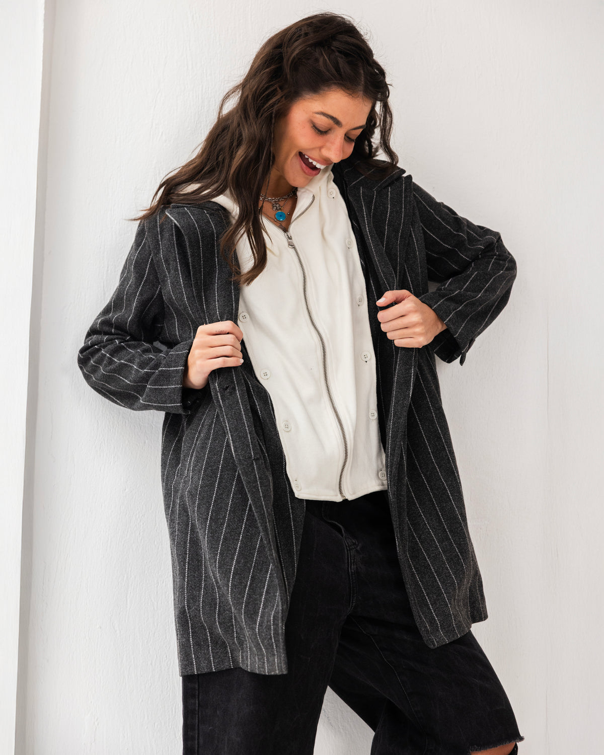 Formal Casual Striped Coat