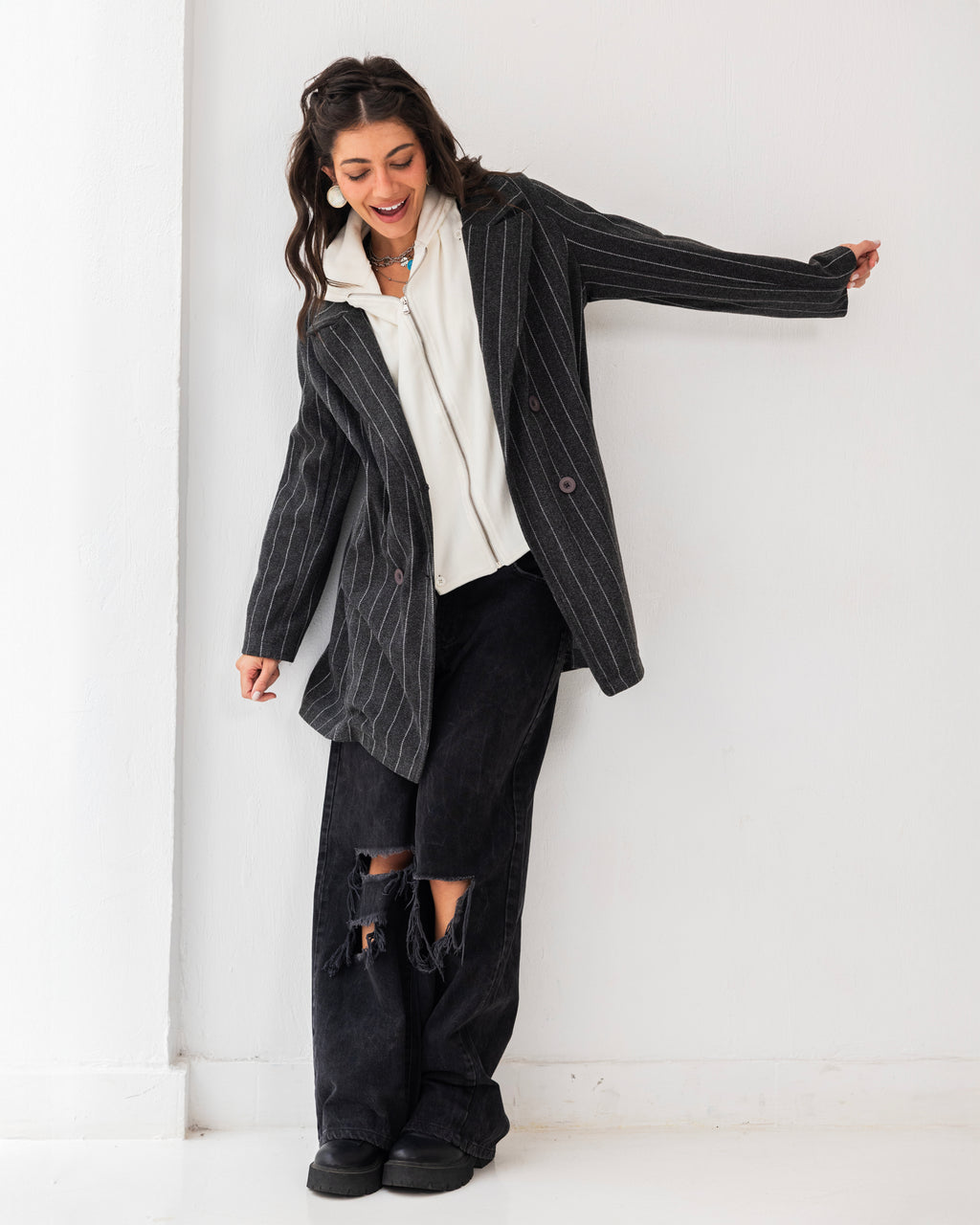 Formal Casual Striped Coat