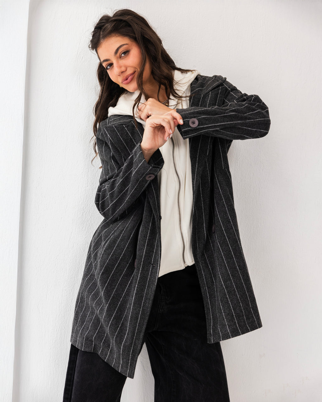 Formal Casual Striped Coat