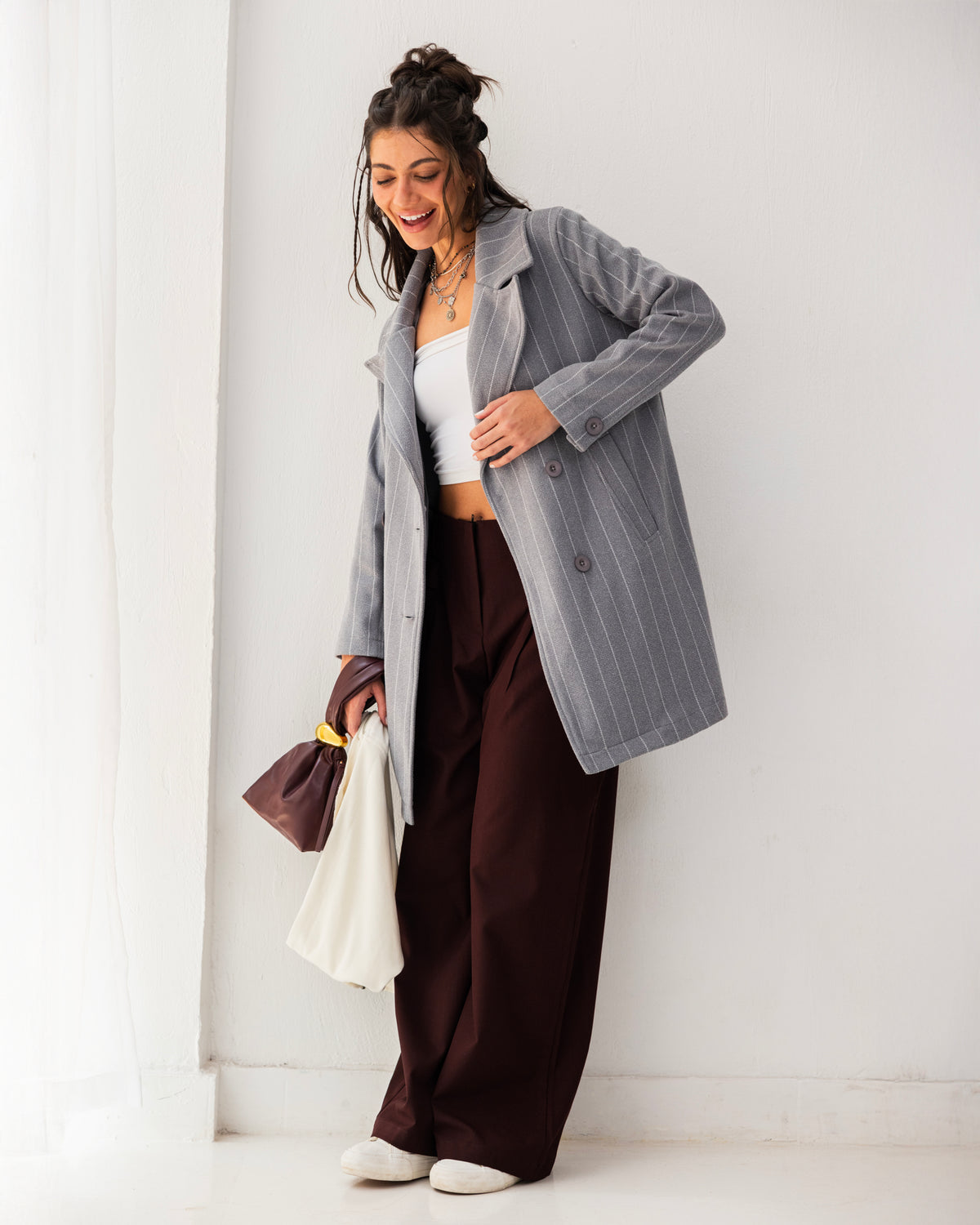 Formal Casual Striped Coat