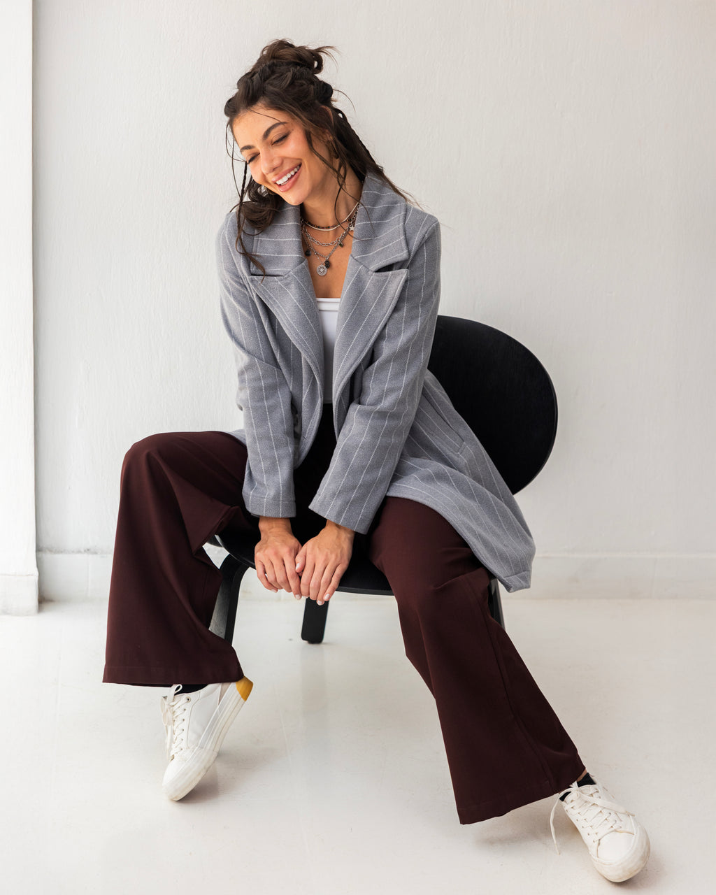 Formal Casual Striped Coat