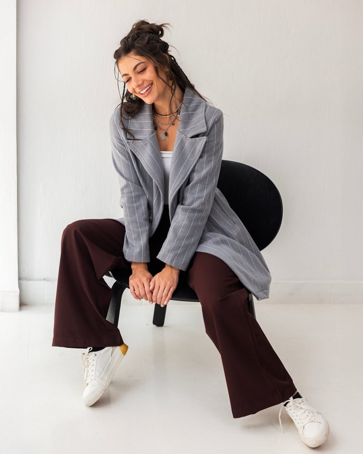 Formal Casual Striped Coat