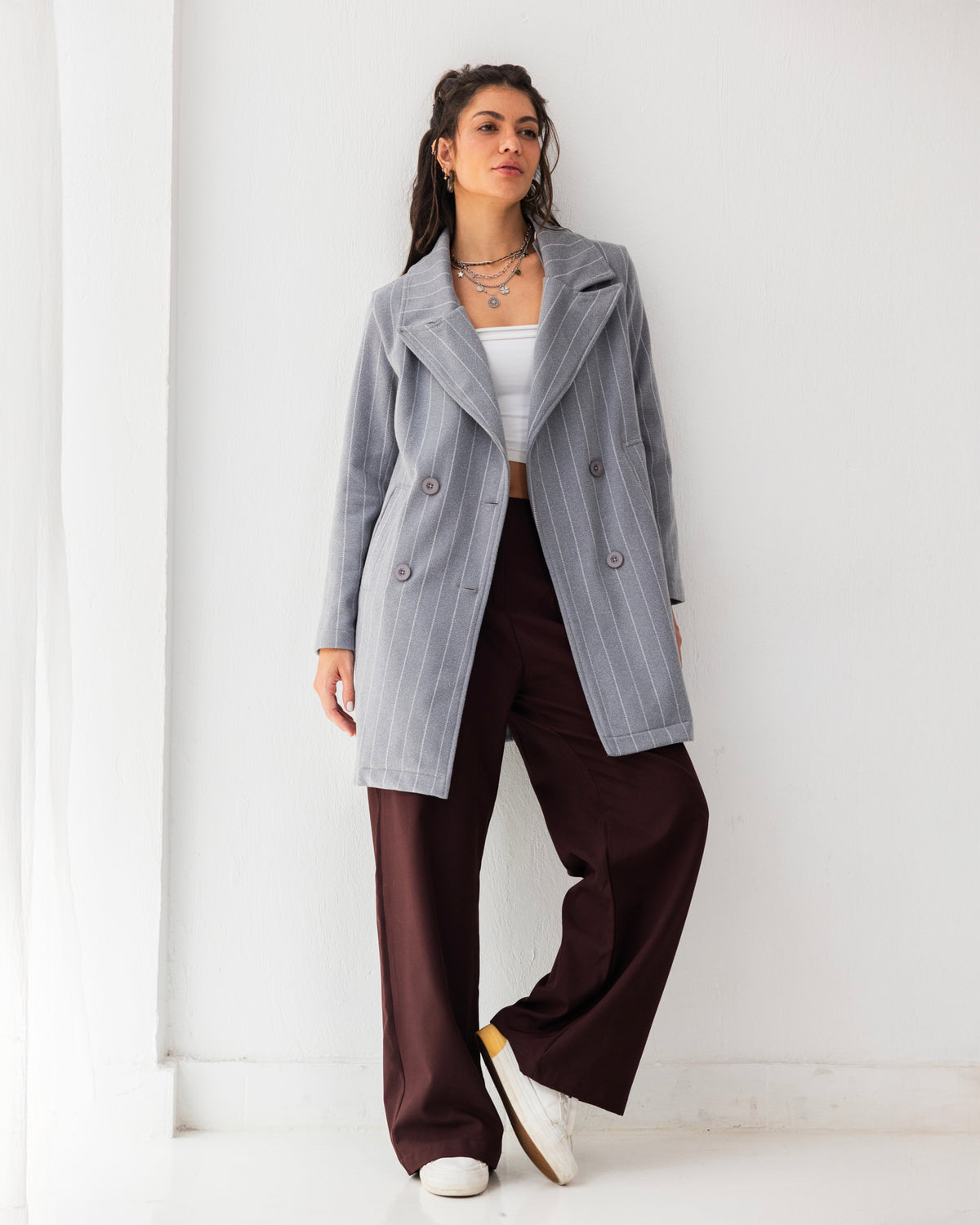 Formal Casual Striped Coat