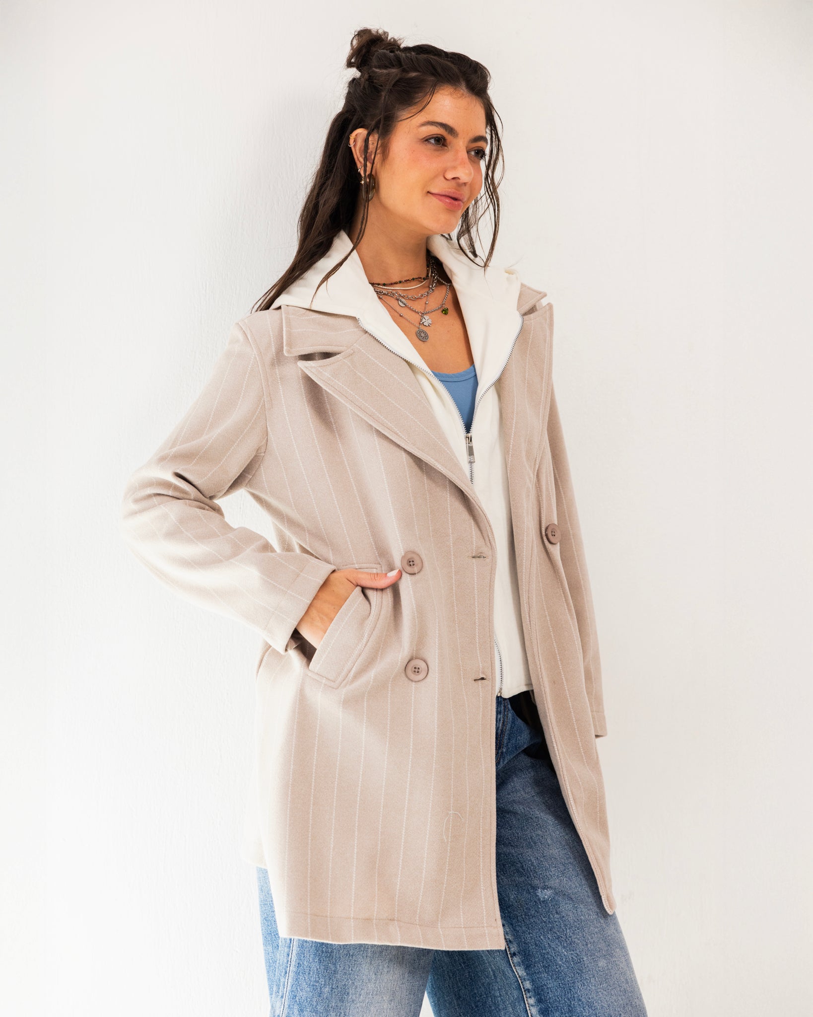 Formal Casual Striped Coat