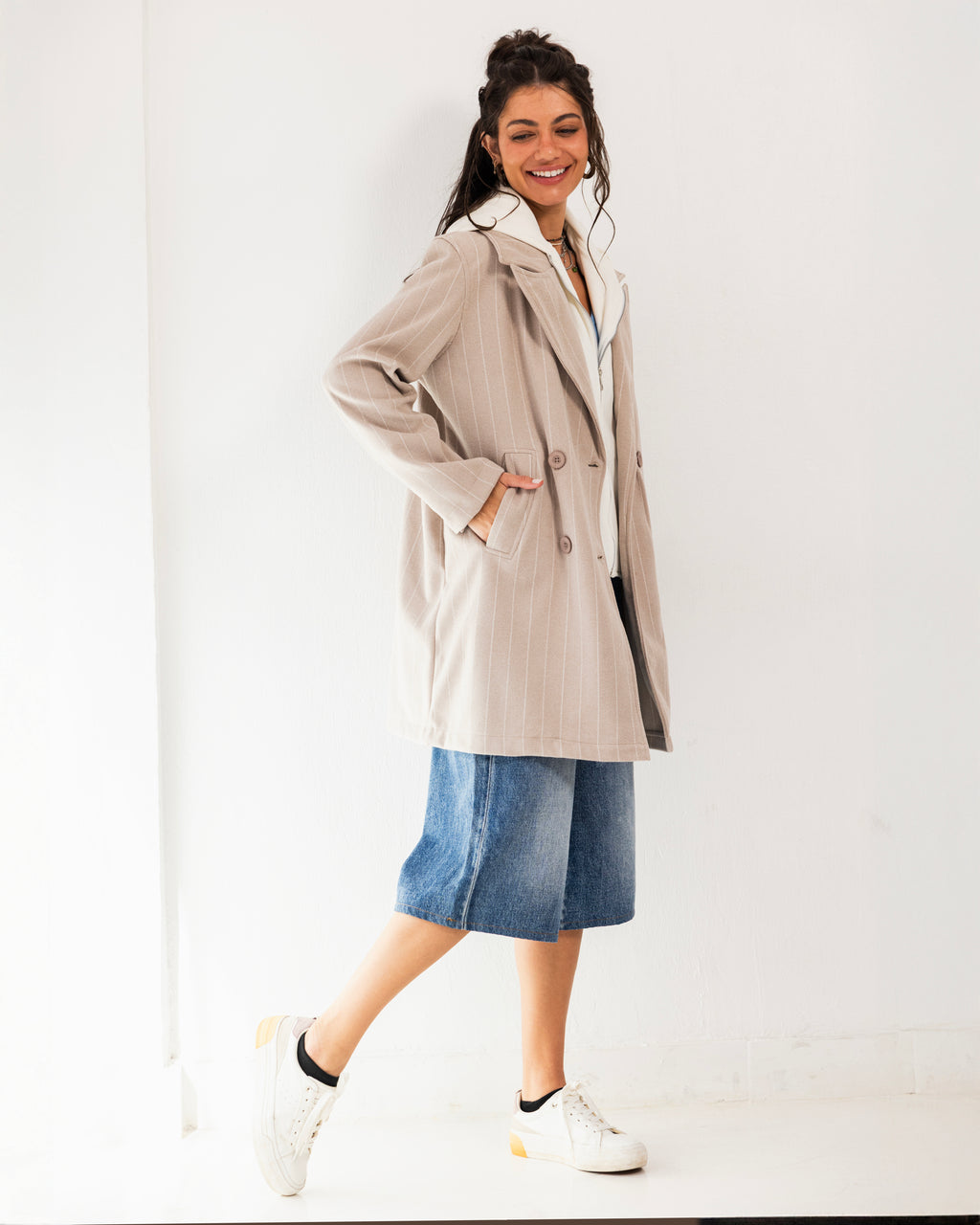 Formal Casual Striped Coat