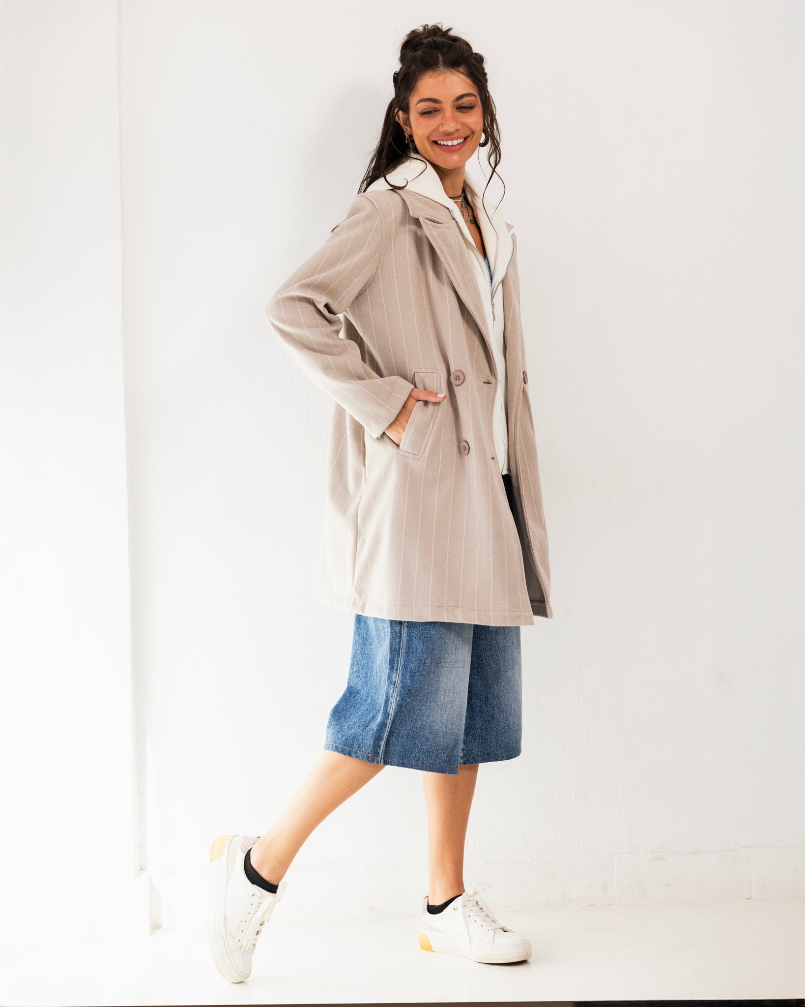 Formal Casual Striped Coat