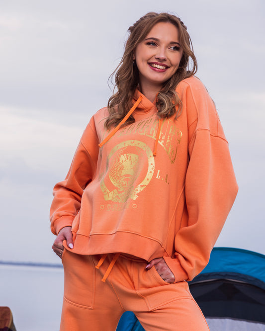 Sweatshirt orange golden print