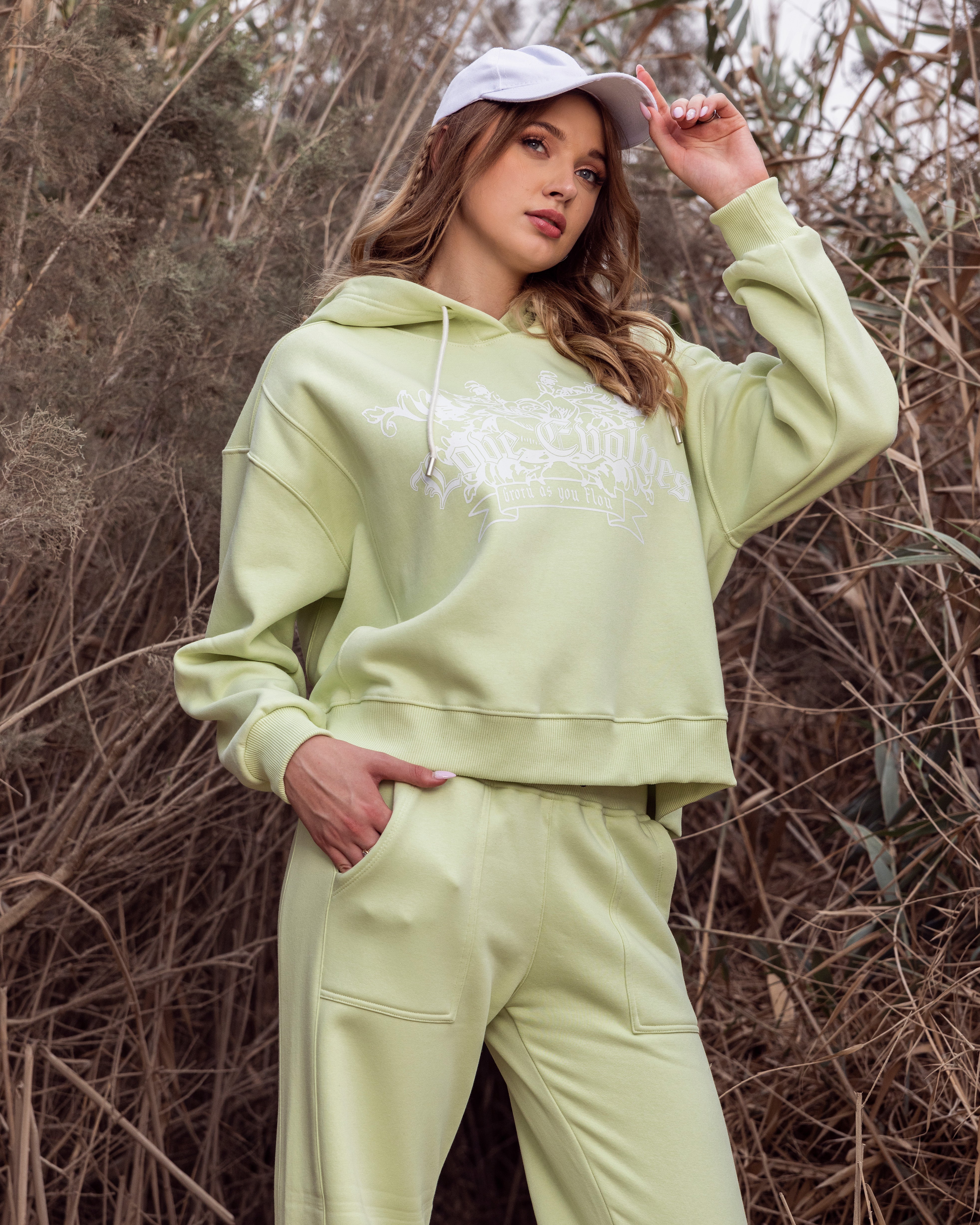 Sweatshirt lemon mint white print