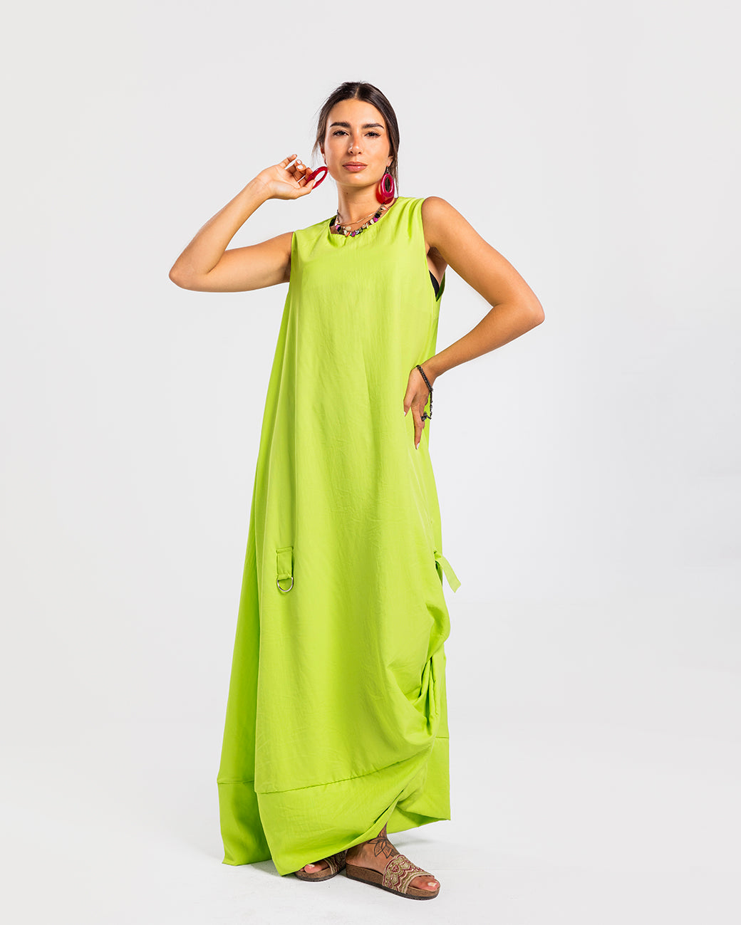 Sleeveless Maxi Dress with Adjustable Hem