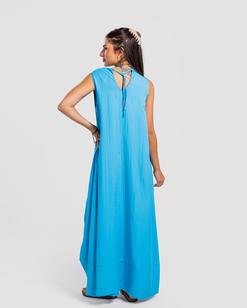 Sleeveless Maxi Dress with Adjustable Hem