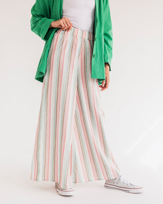 striped wide leg pants