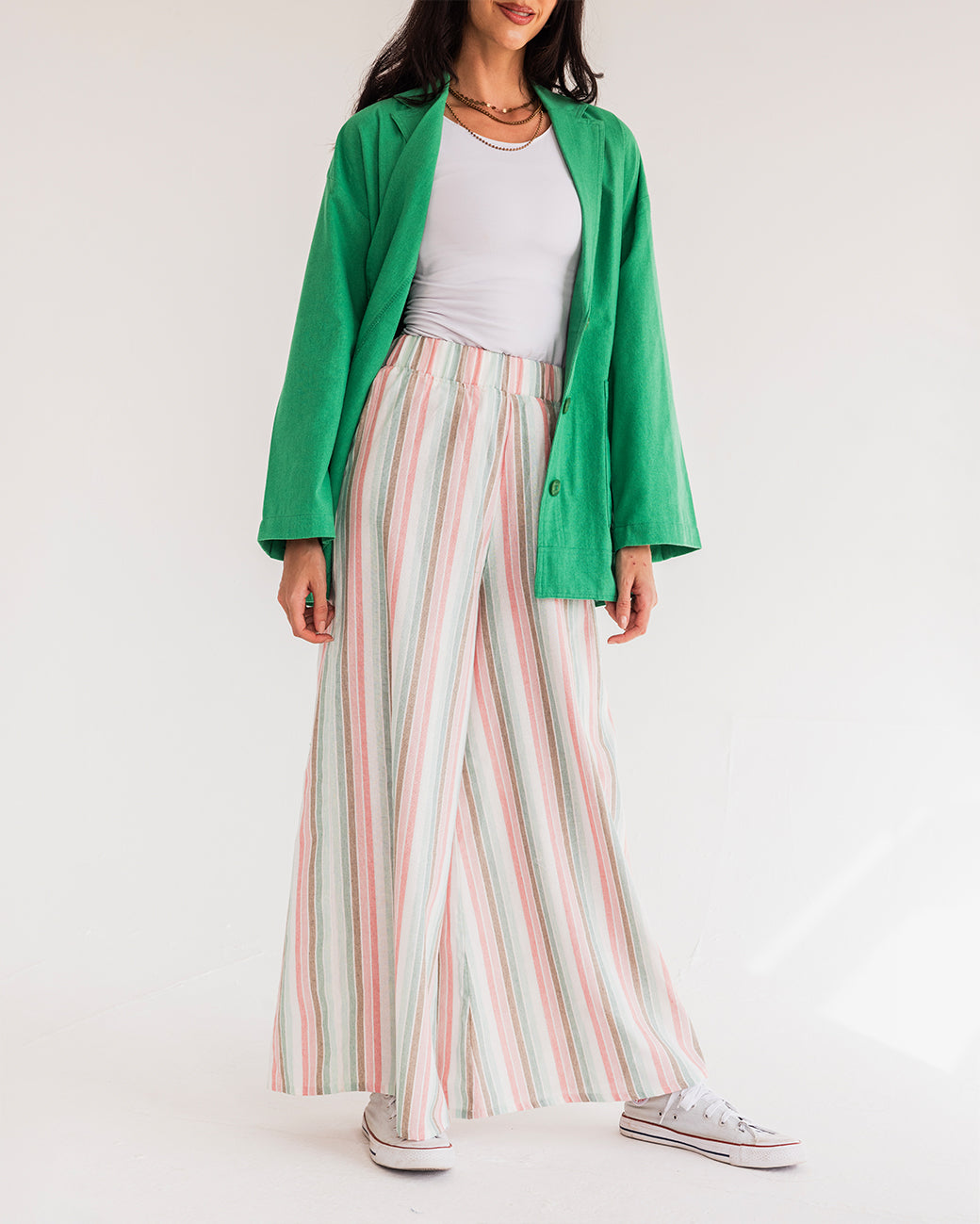 striped wide leg pants