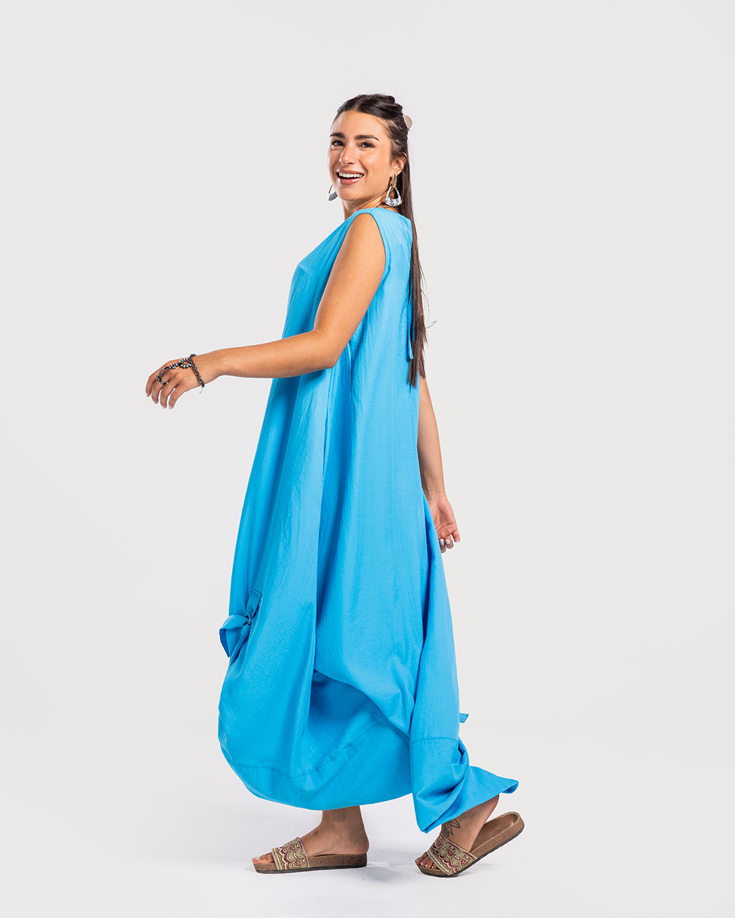 Sleeveless Maxi Dress with Adjustable Hem