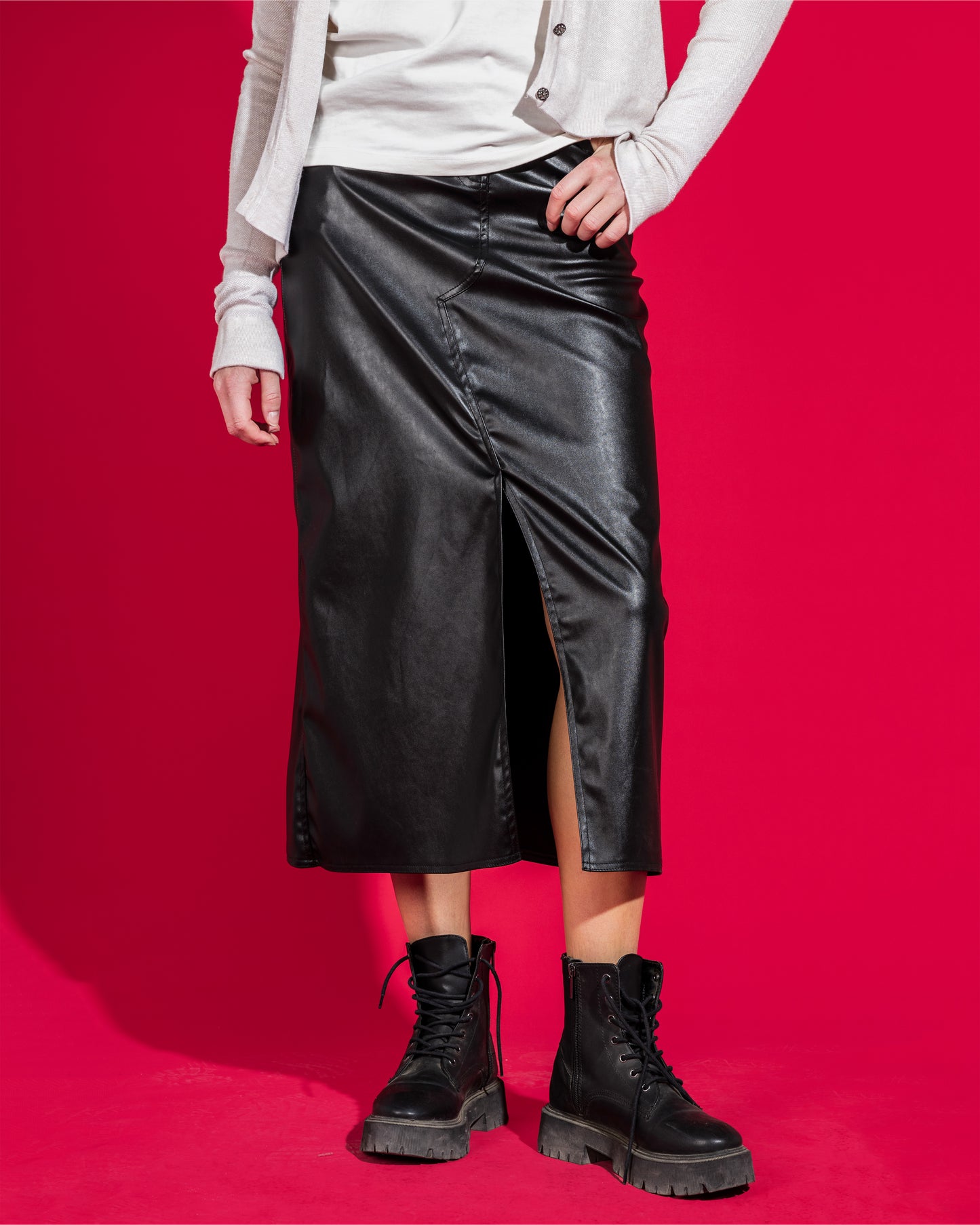 Leather Skirt front cut