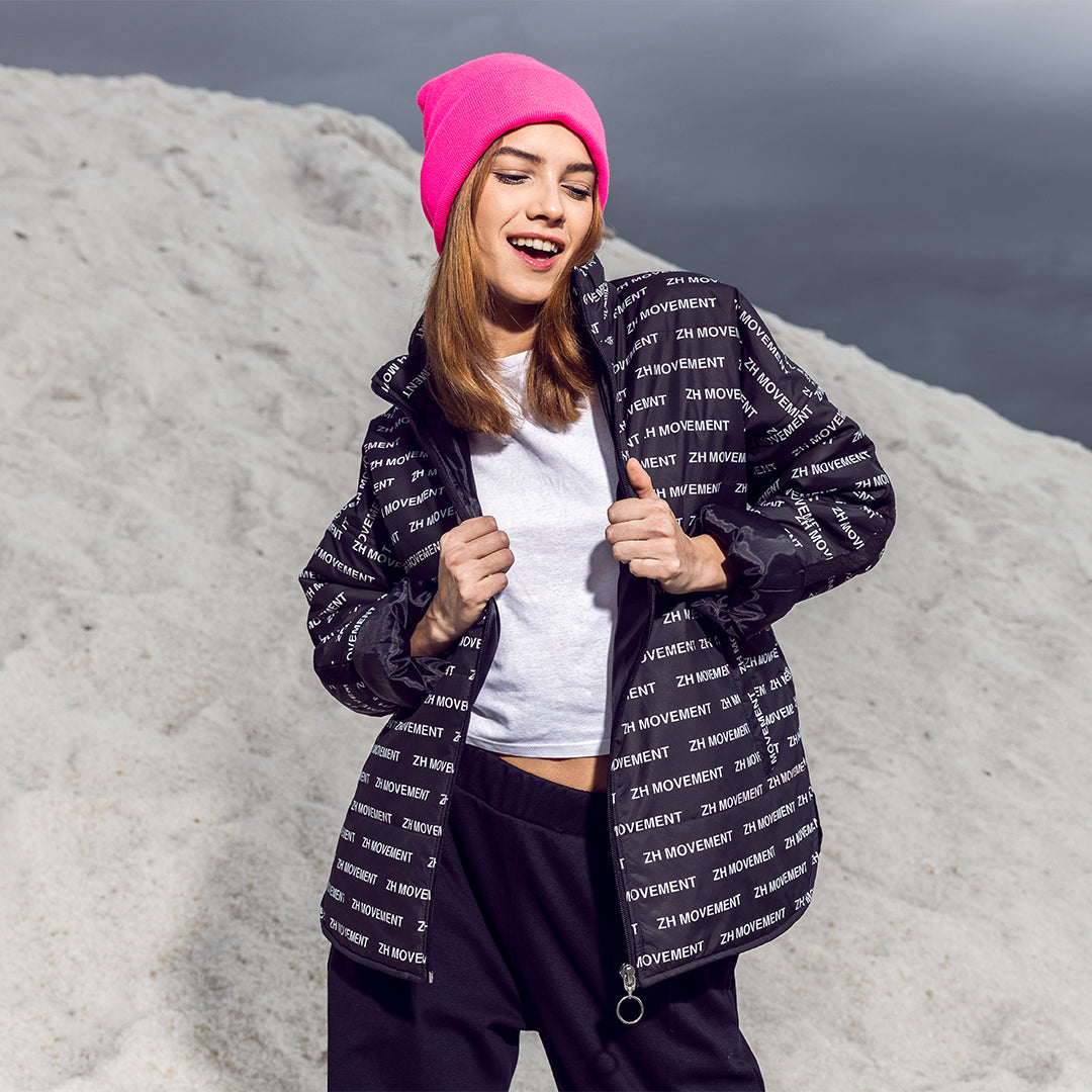 Printed waterproof Jacket in black