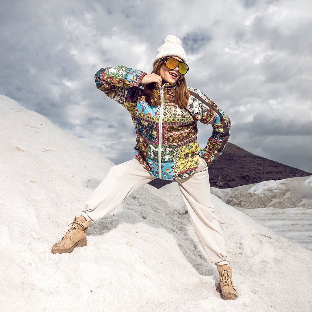 Printed Waterproof Jacket in yellow