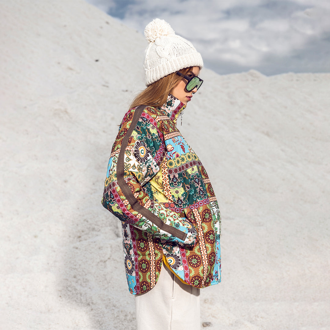 Printed Waterproof Jacket in yellow