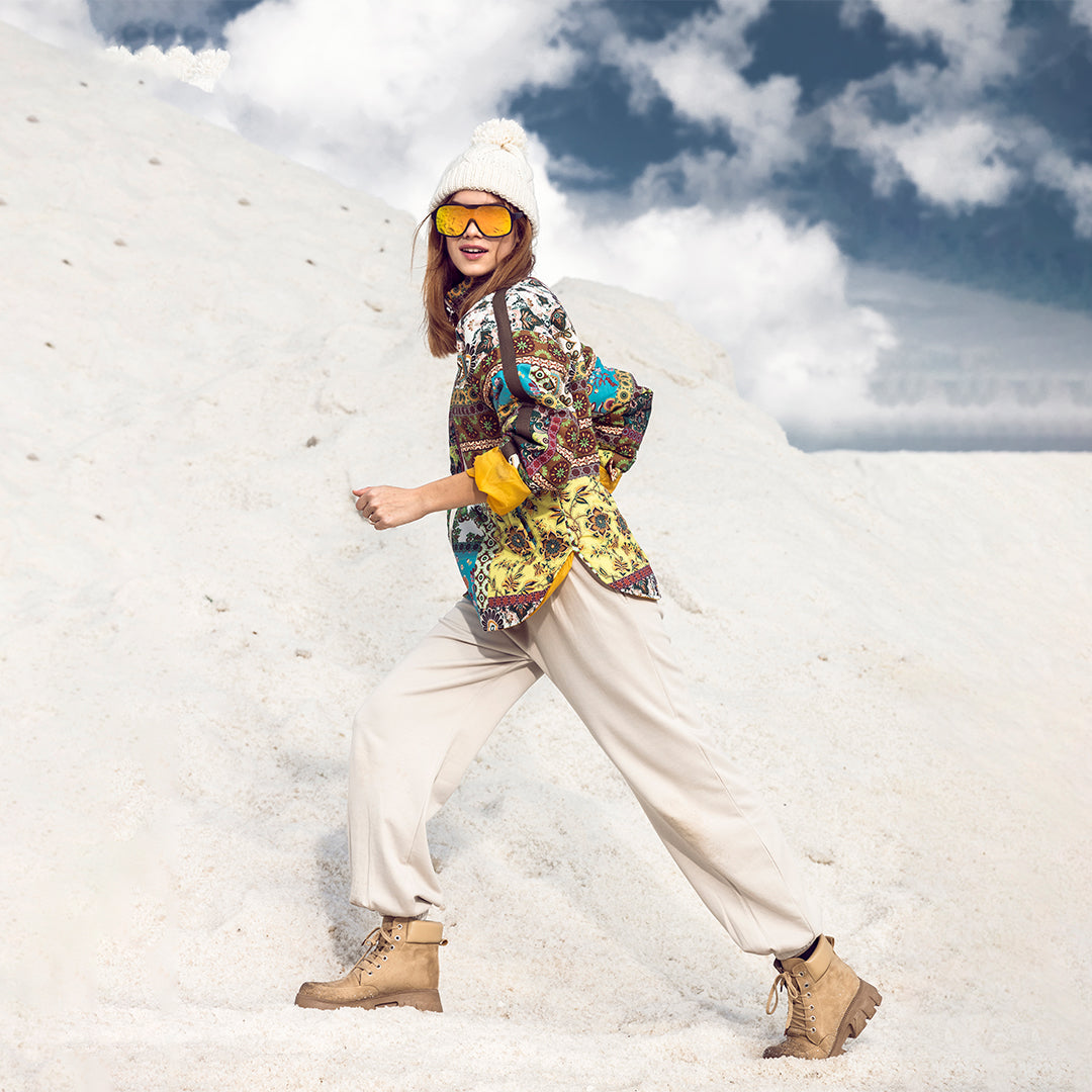 Printed Waterproof Jacket in yellow