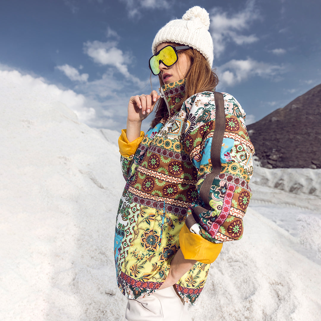 Printed Waterproof Jacket in yellow