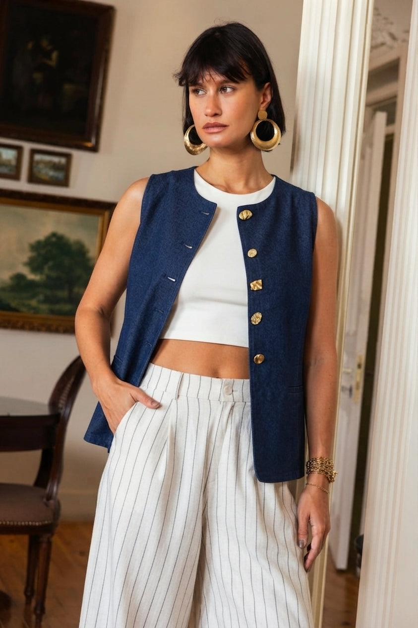 Golden Denim Vest