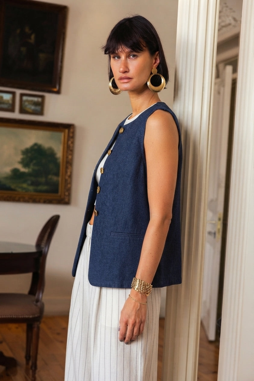 Golden Denim Vest