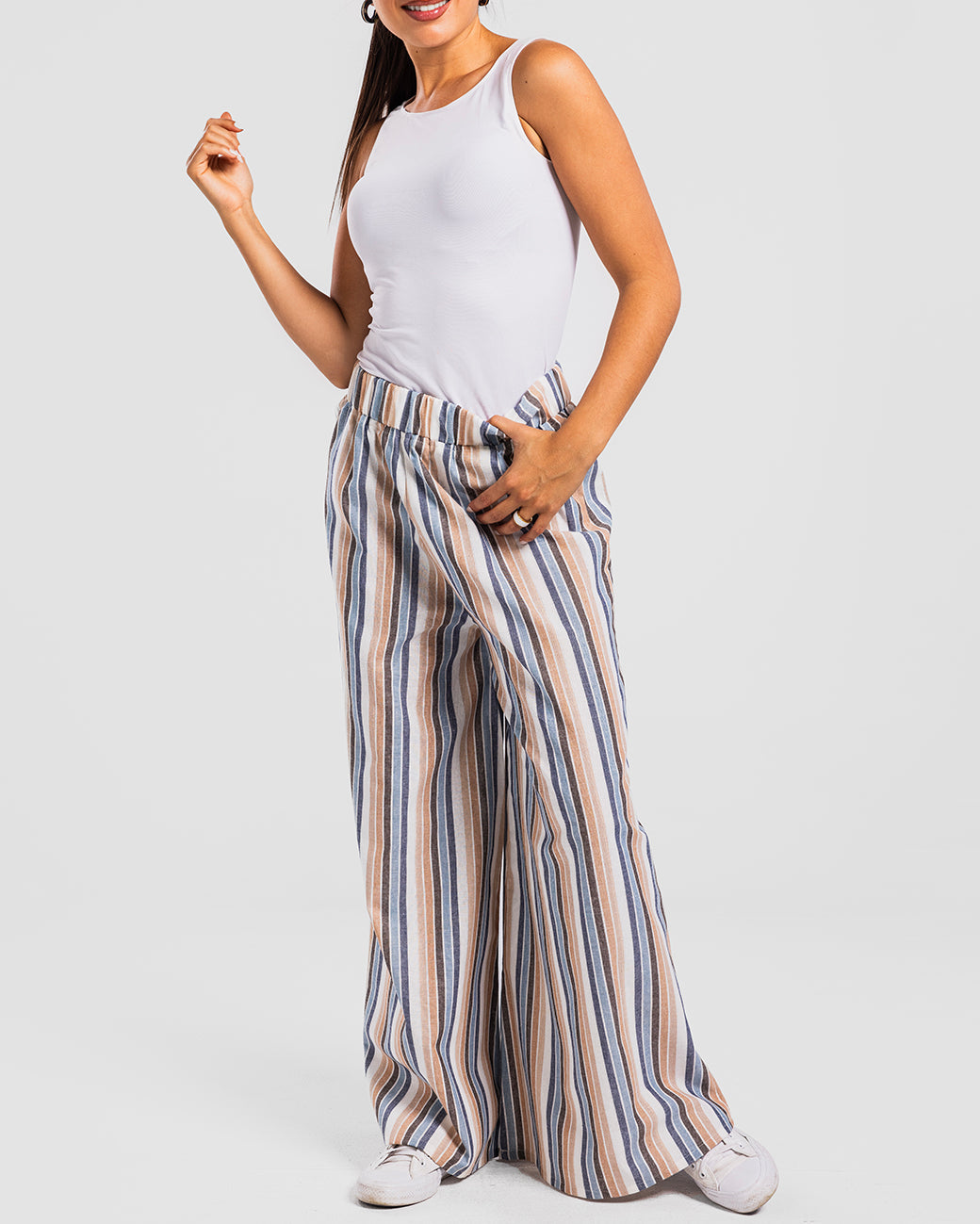 striped wide leg pants